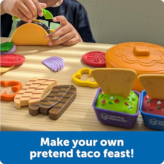 Learning Resources New Sprouts Taco Night - Kitchen Pretend Play Food for Kids, Grocery Store Accessories, Gifts for Boys and Girls, Ages 18 Months+,28 Pieces