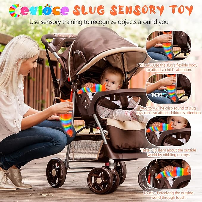 Cevioce Fidget Slug Toy, Sensory Slug Fidget Toys for Kids & Adults, 1 PC Autism Sensory Toys for Autistic Children Toddlers, Toddler Toys - 3 4 5 6 7 8+ Year Old Girl Boy Birthday Gifts F