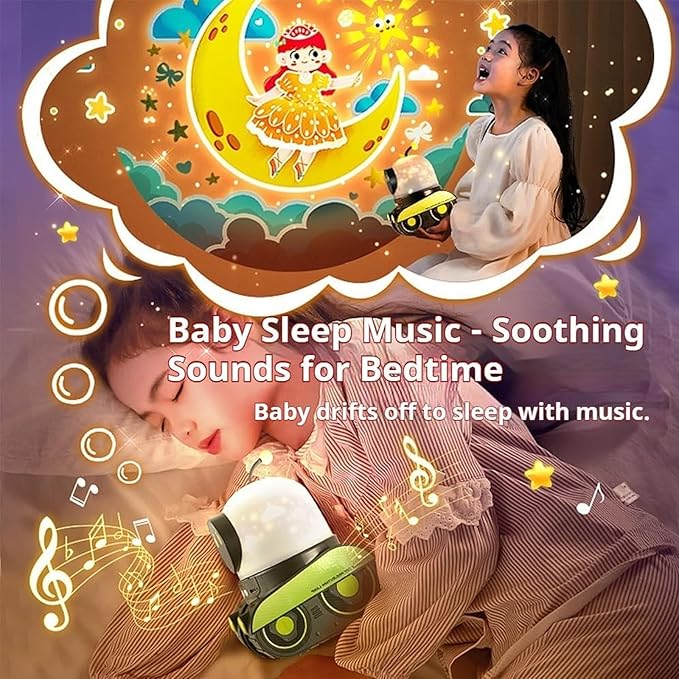 Kids Cartoon Projector Lamp, Cartoon Robot Car Projection Lamp, Rechargeable Robot Night Light with Music, Universe Starry Sky Rotate LED Animal Holiday Room Decor, 21 Discs(1pc)
