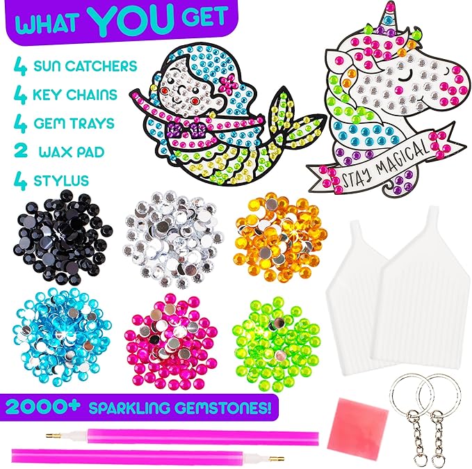 Blue Squid Diamond Art Kits for Kids – Unicorn and Mermaid - Fun & Easy DIY 5D Gem Art Kids Diamond Painting Kit - Arts & Crafts Kit, Girls, Boys Ages 6-12