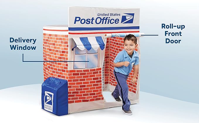 Kid Trax Pop Up Kids Magical Play Tent, Large Front and Rear Openings, Carrying Case Included, Easy Storage, USPS Post Office, White