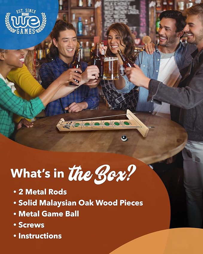 WE Games Shoot The Moon Game (10 Count), Large 18 inch Size, Solid Natural Wood, Retro Games for Adults, Classic Table Top Board Game