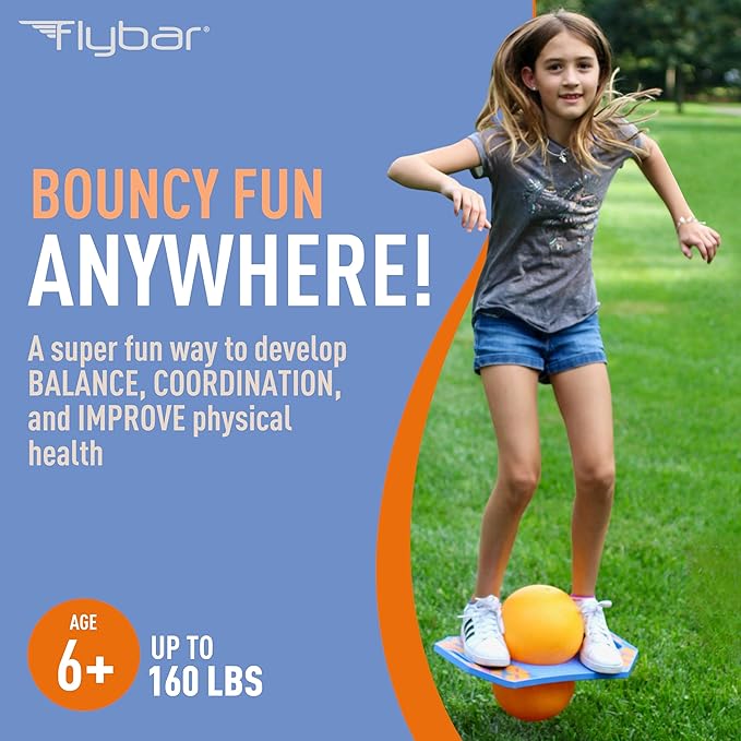 Flybar Pogo Trick Ball for Kids – Balance Bounce Board with Anti-Slip Deck – Pump Included - Indoor & Outdoor Toys for Boys and Girls Fun Way to Reduce Screen Time Supports up to 160 lbs – Ages 6+