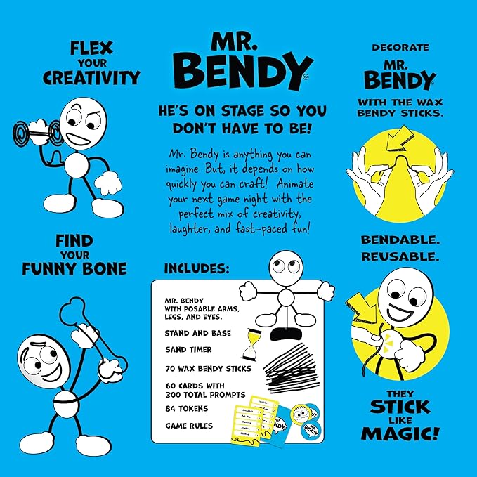 Fat Brain Toys Mr. Bendy - Craft, Bend, & Guess! Party Game for Kids & Adults