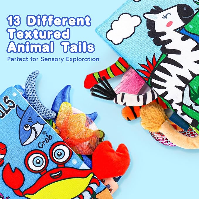 2PCS Baby Books 0-6 Months Tummy Time Infant Toys 0-3 Months High Contrast Baby Sensory Toys 3-6 6-12 Months Newborn Essentials Must Haves Crinkle Touch Feel Busy Soft Books for Babies Shower Gifts