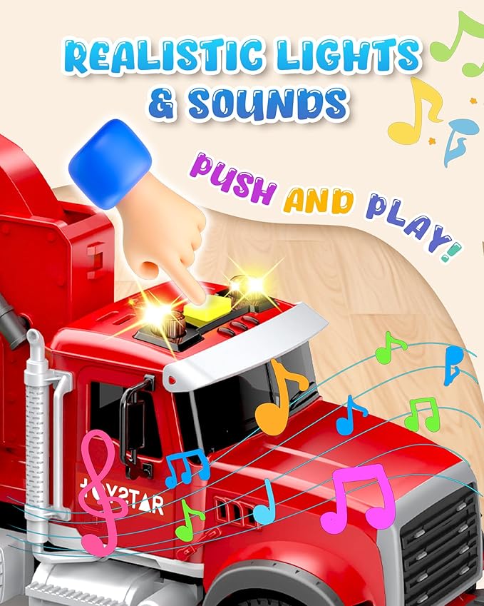 Kids Toys for 3 4 5 6 7 Years Old Boys, 15" Large Farm Truck with Loading Crane and 6 Trunks Friction Powered Truck Vehicle Toy for Toddler, Birthday Gifts for Boy Toddler Child