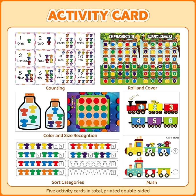 Counting Toys for Kids, Animal Koala Counters w/Activity Cards for Playing Snakes and Ladders, Ludo Board Games, Math Learning Manipulatives, Early Development Toys for Preschool Toddlers