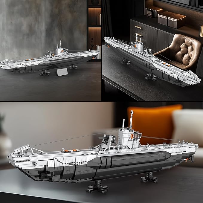 Reobrix U-Boat Submarine Building Set, Military Submarine Model Kit for Adults, WW2 History Collectible Home Decor Battleship Construction Set 33050, Army Toy Gifts for Boys Men, Military Fans