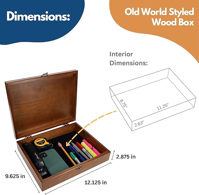 WE Games Color Logo Wooden Treasure Box with Lid & Brass Latch - Walnut Finish