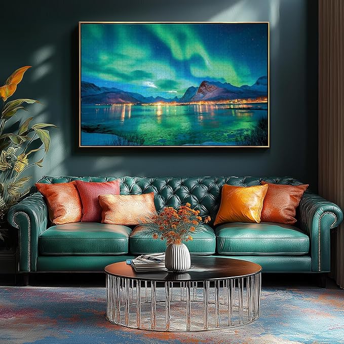 Northern Lights 500 Piece Puzzles for Adults Kids Aurora Nature Landscape Jigsaw Puzzles Family Challenging Mountain Lake Scenery Puzzles (21"x15")