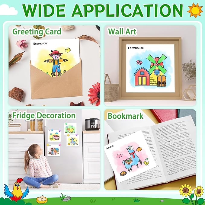 Paint with Water Coloring Books for Toddlers,Farm Theme Mess Free Watercolor Painting Papers for Kids Water Color Paint Kit Art Craft Birthday Gift for Ages 1-3, 4-8