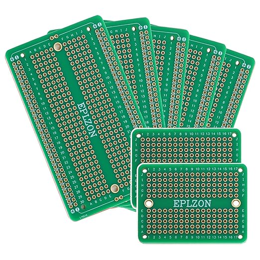 Solderable Breadboard PCB Board Gold-Plated Solder Breadboard for DIY Electronics Projects Apply to Arduino Soldering Projects 3.5"x2.05" (5 Pack + 2 Mini Board, Green)