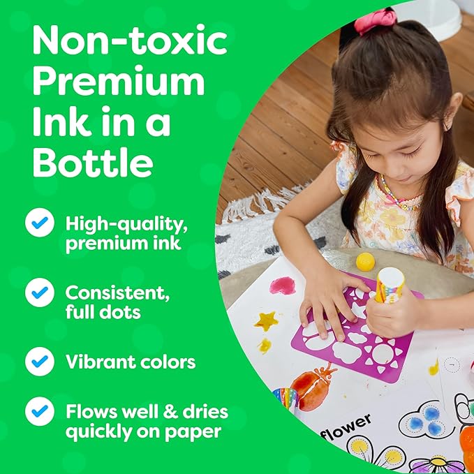 Momo & Nashi Dot Markers for Toddlers 1-3 - Dot Art Paints Washable for Kids with Printed & PDF Coloring Sheets - Toddler Arts and Crafts for Kids Ages 2-4, 2 Year Olds - Bingo Daubers for Toddlers