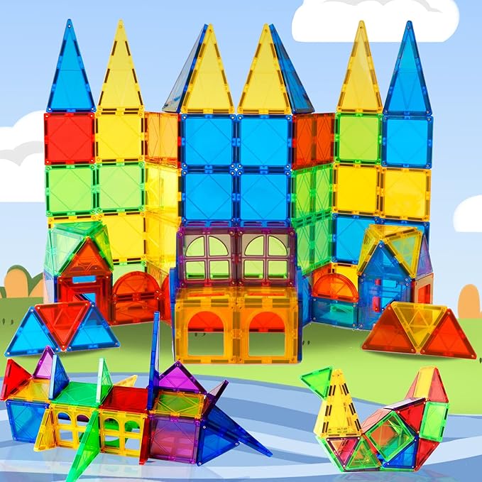 MAGBLOCK Magnetic Tiles Toys for Kids Magnet Building Tiles 100 Pcs Magnetic Blocks Preschool Building Sets Educational Toys for Toddlers Boys and Girls.