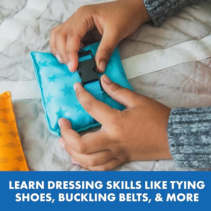 Educational Insights Dressing Skills Bean Bags - Montessori Busy Board Activites for Toddlers, Shoe Tying Practice, Occupational Therapy Toys, Teach Life Skills & Learn How to Dress for Kids Ages 4+