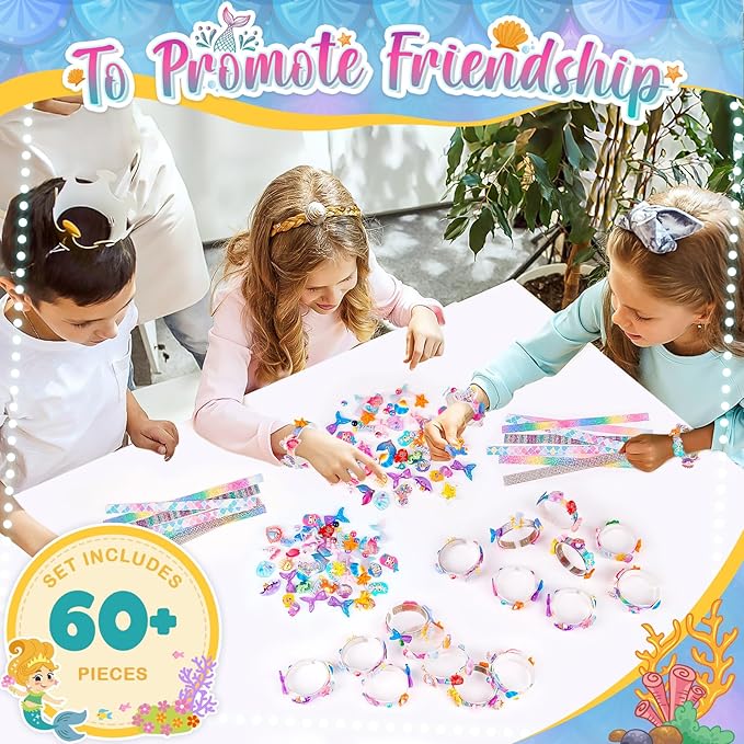 Eichhoo Friendship Bracelet Making Kit for Girls, 5-12 Year Old Girl Birthday Gifts, Arts and Crafts Kits for Kids, Girls Toys Age 5 6 7 8 9 10 Years Old, Kid Jewelry Making Kit with Charm (Mermaid)