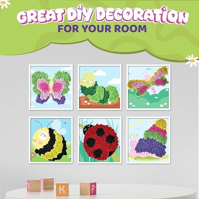 jackinthebox Poke Poke Art – Bugs Theme, Mess-Free Fabric Art and Craft, Flower Pressing Kits, Gift for Kids, Toys for Girls and Boys Ages 4 5 6 7 8