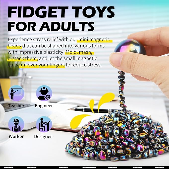 Magnet Stone Ferrite Putty with 2 Big Magnet, Smooth Magnetic Ferrite Magnet Rock Ball Fidget Toy Science Kit, Office Desk Toy Decoration Gift for Adults