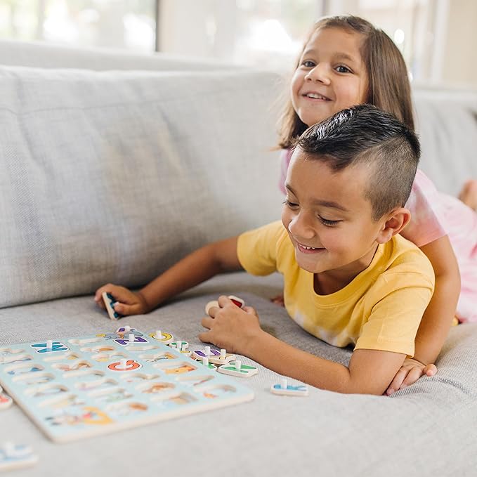 Melissa & Doug Disney Wooden Peg Puzzles Set: Letters, Numbers, and Shapes and Colors