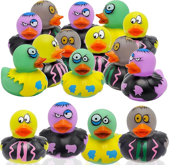 The Dreidel Company Halloween Zombie Rubber Duck Toy Duckies for Kids, Bath, Birthday Baby Showers Summer Beach and Pool Activity, 2" (12-Pack)