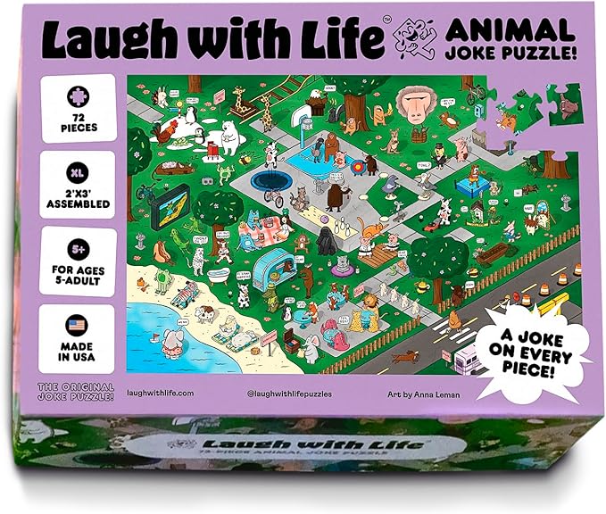 Animal Joke Puzzle – 72pcs Animal-Themed Kids Jigsaw Puzzle for Adults, Festive Extra Large Floor Puzzles for Kids Ages 5+, Fun Adult Puzzles & Toddler Educational Toys (24" x 36")