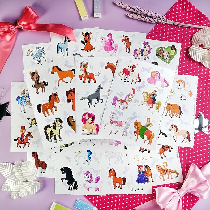 BulbaCraft 100Pcs Horse Stickers, Vinyl Horse Decals for Girls, Pony Party Favors, Gifts for Women & Men