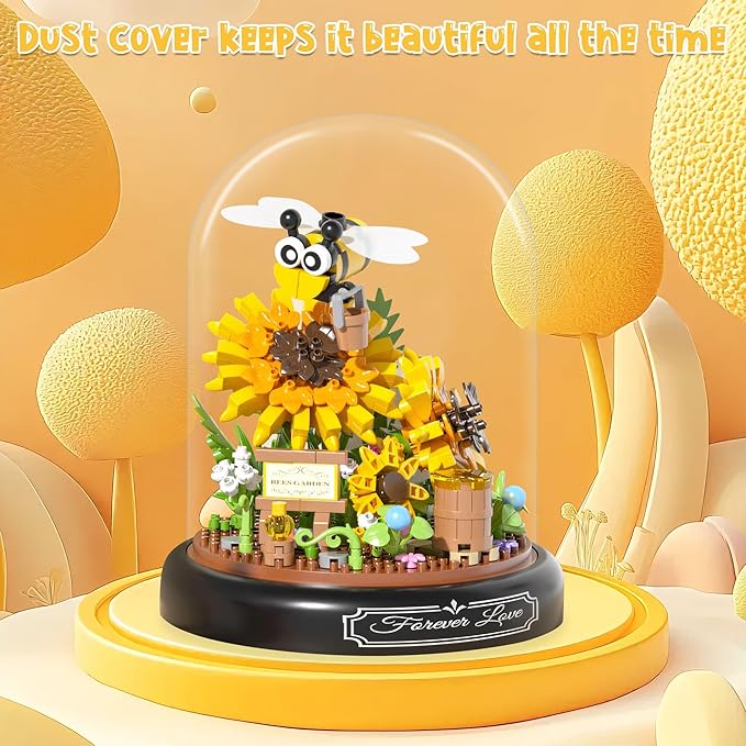 548 PCS Micro Brick Flower Bee Building Sets, Mini Blocks Animals Botanical Collection Blocks Model for Adult Toys, Home Decor and Office Art Creative Gift, for Teens Ages 6+ Kids