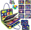 MAJAVI Toddler Busy Board Montessori Toys for 1 2 3 4 Year Old, Busy Book Sensory Educational Activities for Learning Fine Motor Skills, Gifts for Girls Boys, Travel Toys for Airplane Car, Dark Blue