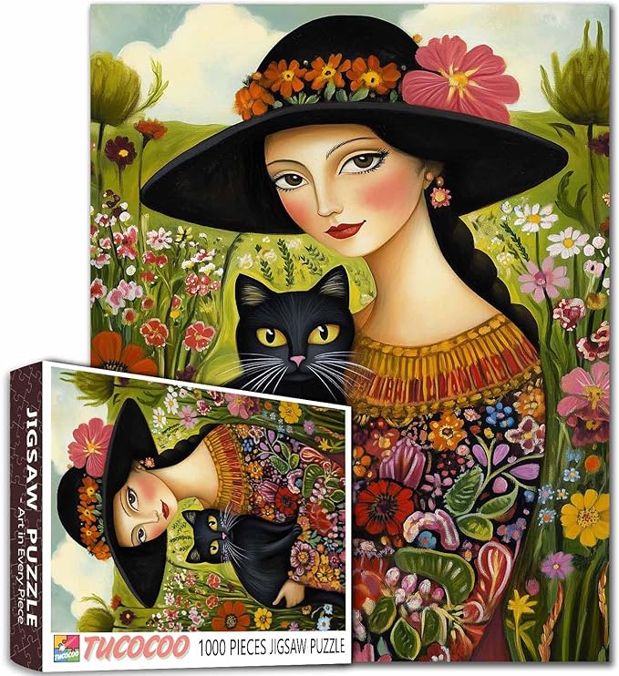 Retro Women Jigsaw Puzzles 1000 Piece Bohemian Jigsaw Puzzles for Adults Abstract Girl Puzzle-Challenging Puzzle Perfect for Game Gifts DIY Home Wall Decor Vintage Figure Art Puzzles