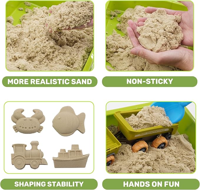 Play Sand Farm Toys, Farm Sensory Bins with 2.2lb Play Sand, Animal, Take Apart Truck Trailer Playset, Creativity Sandbox Toys with Lid for Kids 3 4 5 6 Years Old