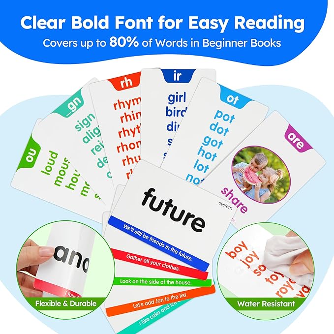 BenBen 650 Sight Words & Phonics Flash Cards, Learn to Read CVC, Blends, Long Vowel Sounds, Dolch & Fry High Frequency Site Words for Pre-k Kindergarten 1st 2nd 3rd Grade Kids Ages 3-9