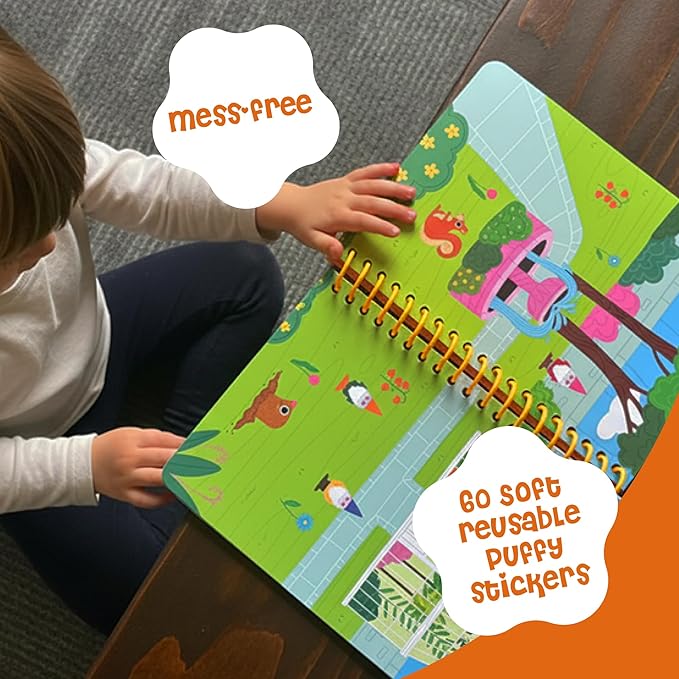 Stickypuff Value Pack - Reusable Puffy Sticker Book for Toddlers - Puffy Stickers - Sticker Book for Toddlers (Around Us)