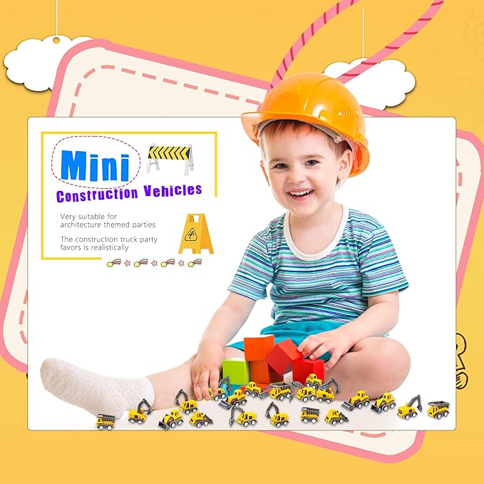 40 Pieces Mini Construction Vehicles Bulk Pull Back Trucks Engineering Toys for Kids Construction Party Favors