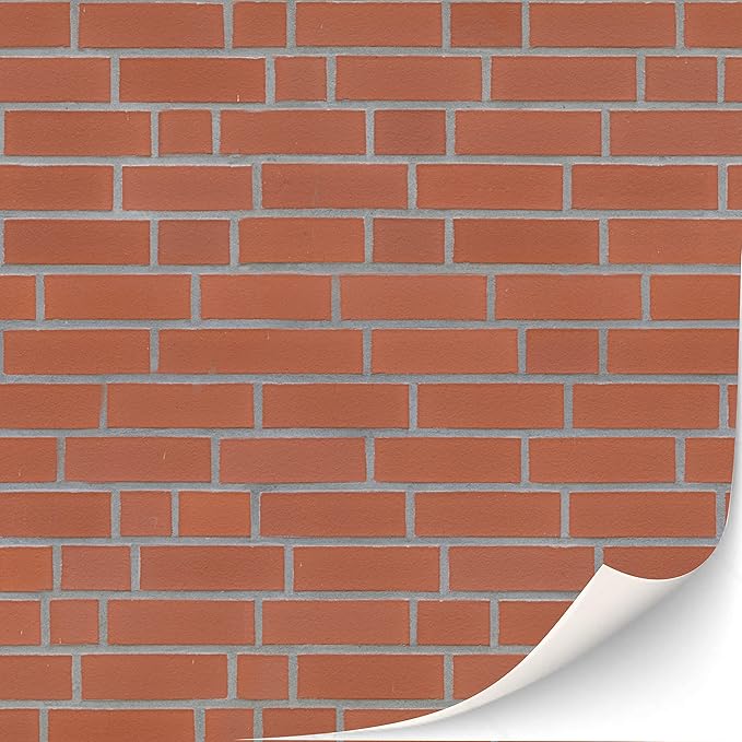 3 Sheets Self-Adhesive Wall Cladding for Dollhouse 1:12 Scale (Smooth red)