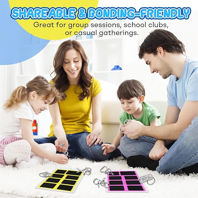 Metal Wire Puzzle Set，Brain Teaser Metals Puzzle ，Chinese Ring Magic Trick Toy for Party Favor Kids 7-14 and Adults Challenge (A(Metal))