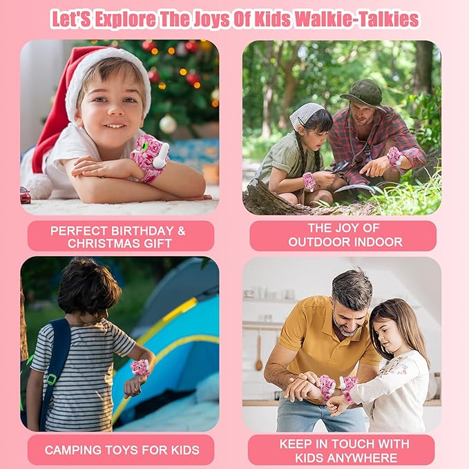 Dinosaur Walkie Talkies for Kids 3 Pack Camping Gear T-Rex Outdoor Toys for Girls Age 3-12 Year Old 3 Channel Long Range Birthday Gifts Christmas Stocking Stuffers