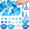 209 Pcs Winter Sensory Bin Items Winter Acrylic Snowflake Counting Sorting Sensory Bin Filler Fine Motor Toys Blue Snowflake Counts Xmas Counting Toys for Preschool Education Activities