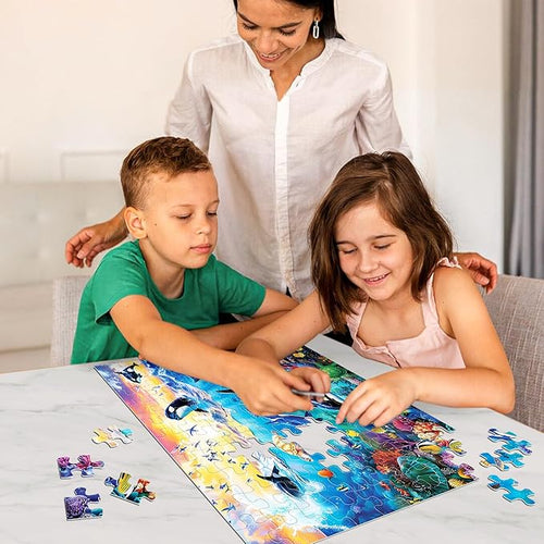 100 Piece Puzzles for Kids Ages 6-8 8-10 - Killer Whales Orca - 100 Piece Jigsaw Puzzle for Senior Ocean Jigsaw Puzzle for Toddler Children Learning Educational Puzzles Toys for Boys and Girls