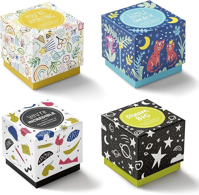 Compendium ThoughtFulls for Kids – 4-Pack of You're Amazing, You Can Do It, You're Incredible, Dream Big – 120 Pop-Open Cards to Share with Kids, Each with a Different Inspiring Message Inside