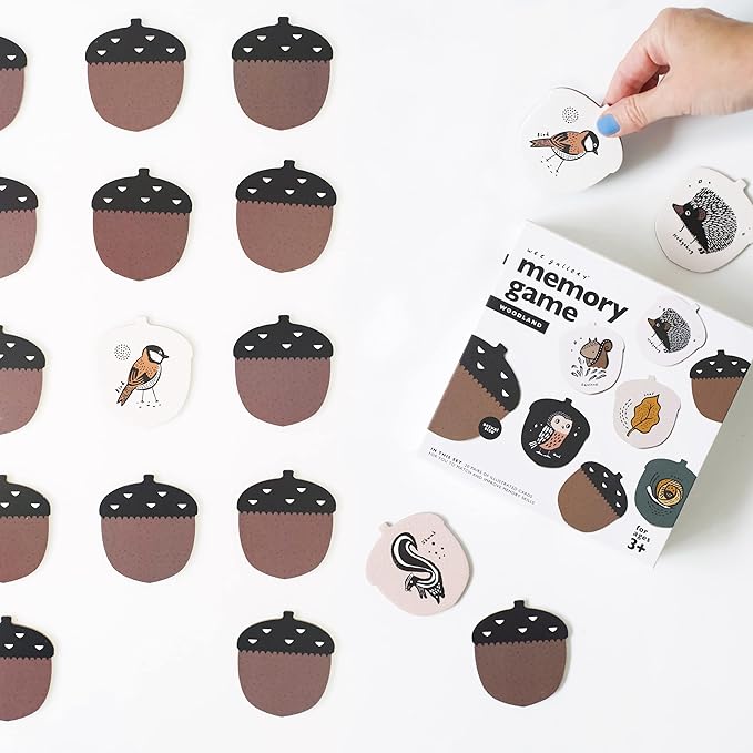 Wee Gallery Memory Game - Woodland Animals and Plants - Brain Building Matching Activity - Animal Recognition, Motor Skills, Creative Play, and Problem Solving for Children