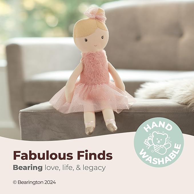 Bearington Collection Plush Ballerina Doll Soft Ballet Stuffed Animals - Dance Recital Gifts for Girls - Blondie 16.5"