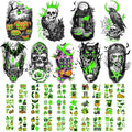 39PCS Glow in The Dark Halloween Temporary Tattoos Adult Kids, 9PCS Realistic Half Sleeve Pumpkin Bat Crow Skull Fake Tattoos, 30PCS Luminous Spider Cat Ghost Tiny Face Body Stickers Party Supplies
