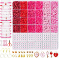 Goldwise Valentine's Day Friendship Bracelet Kit, Pink Beads, Jewelry Making Kit with 5 Kinds of Unique Pink Clay Beads, Letter Beads and Charms, GIFS for Fans, Couples and Best Friends