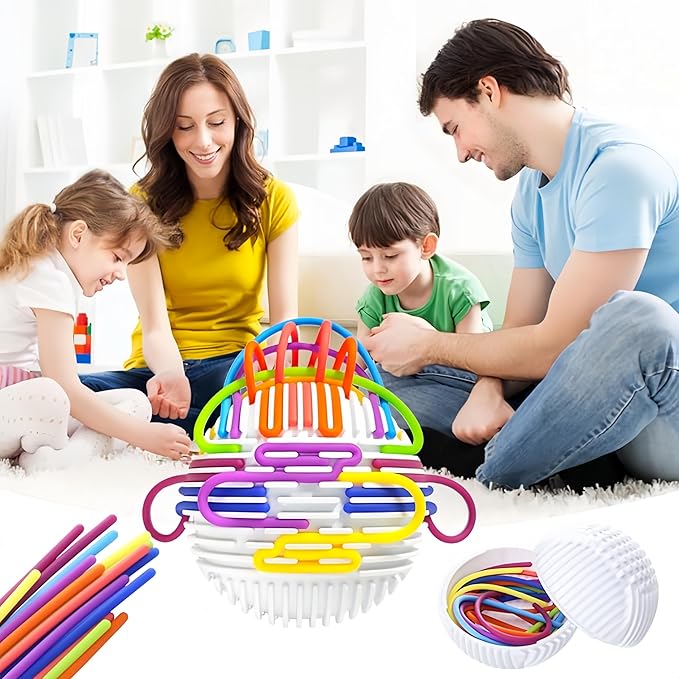 Sensory Activity Board Fidget Toy - Sensory Activity Ball Autism ADHD Toys for Kids - Anxiety Relief, Enhances Focus, Occupational Therapy, Quiet Toys with 16 Silicone Strips (Color Box Packing)