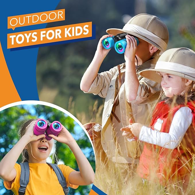 Toys for Boys Ages 3-7: LET'S GO! Kids Binoculars with Bird Watching Manual for 4 5 6 7 Year Old Boys Girls Outdoor Toy for Kid Ages 4-6 Camping Telescope Toddler Birthday Gift Stocking Stuffers