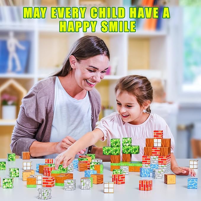 Magnetic Blocks - Build Magnet World Edition, Magnetic Blocks for Kids Ages 3-4, 4-8, Magnetic Toys for Boys & Girls, STEM Montessori Sensory Toys for Toddlers Gifts for 3+ Years Old