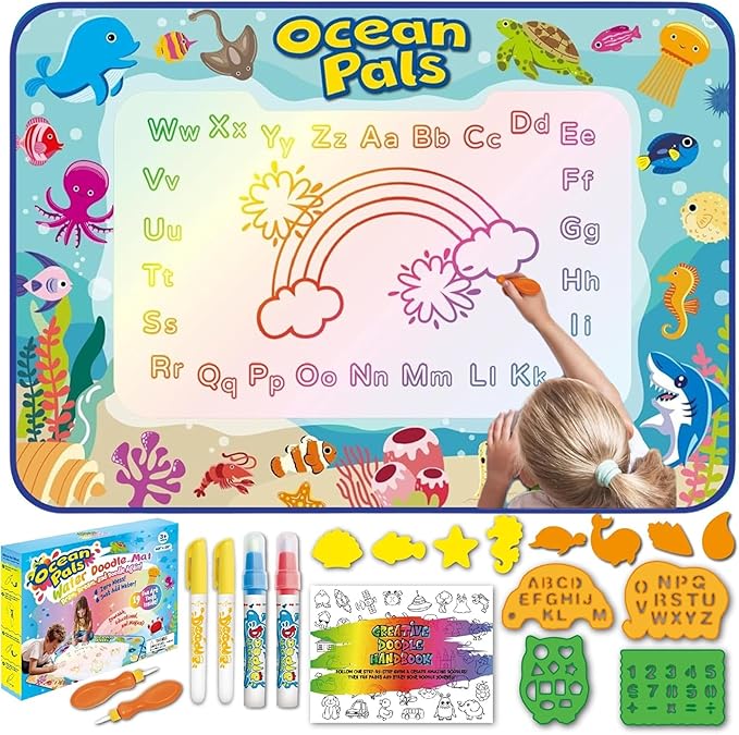 ANIMOLDS 40x32 Inch Water Doodle Mat for Kids - Ocean Pals Aqua Mat