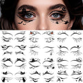 24 PCS Halloween Makeup Eye Temporary Tattoos Waterproof, Upper & Lower Lash Design Spider Web Bat Eyeliner Eye Shadow Tattoos Makeup Kit for Adult Women Men Girls Cosplay Halloween Party Decals