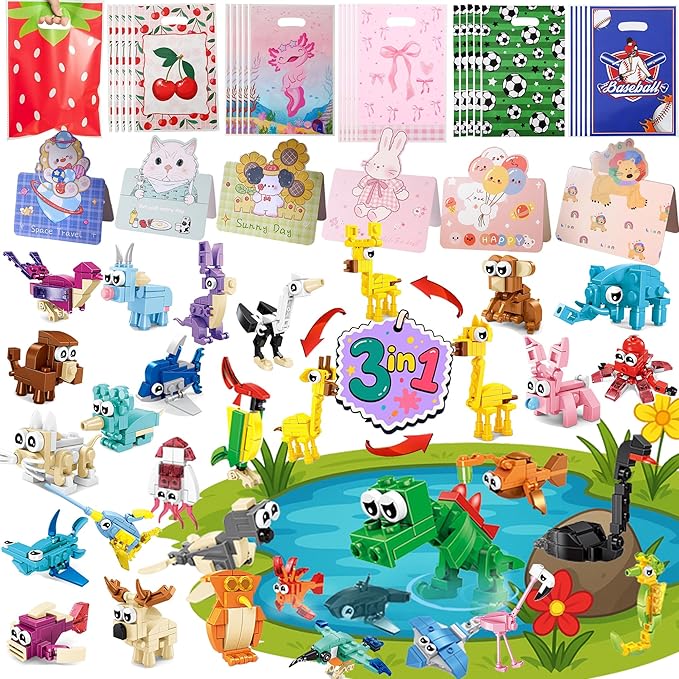 30 Pack Bulk Party Favors for Kids – Mini Ocean Animal Building Blocks Toys Set Compatible with Major Brands,Birthday,Bag Fillers Easter,Christmas,Valentine's Day Gifts for Boys Girls Ages 6-12