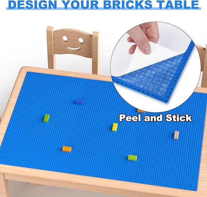 Classic Baseplates, Peel and Stick Base Plates for Building Bricks, Compatible with Major Brands, Self-Adhersive Base for Bricks 10" x 10", 6 Pack Blue…
